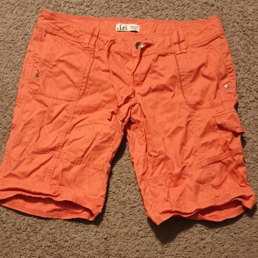 LEI Vibrant Orange Cargo Shorts